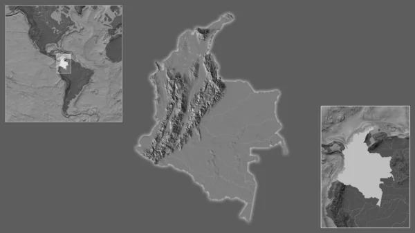 Gros Plan Sur Colombie Situation Dans Région Centre Une Carte — Photo