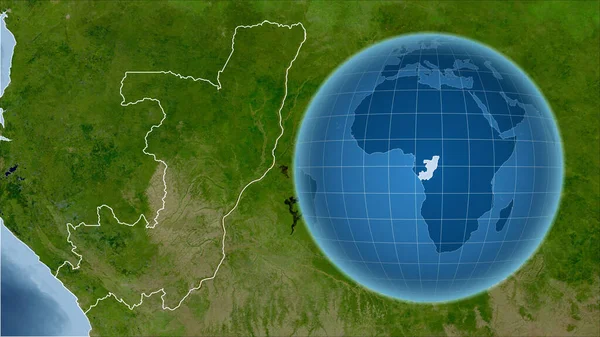 Congo Brazzaville Globo Con Forma Del Paese Contro Mappa Ingrandita — Foto Stock