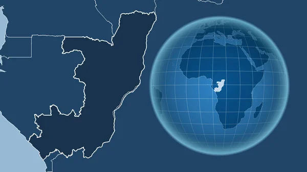 Congo Brazzaville Globe Met Vorm Van Het Land Tegen Gezoomde — Stockfoto