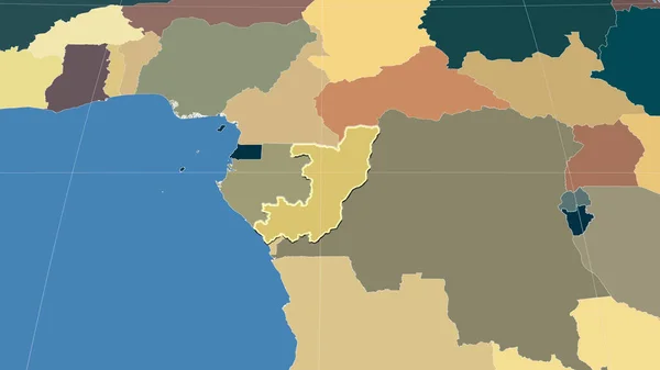 Congo Brazzaville Zijn Buurt Ver Schuin Perspectief Vorm Geschetst Kleurkaart — Stockfoto