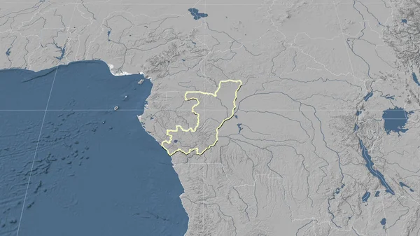Kongo Brazzaville Jeho Okolí Vzdálená Šikmá Perspektiva Obrys Mapa Elevace — Stock fotografie