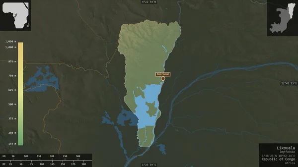 Likouala Περιφέρεια Της Δημοκρατίας Του Κονγκό Χρωματιστά Δεδομένα Σκίασης Λίμνες — Φωτογραφία Αρχείου