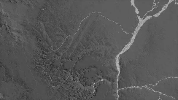 Plateaux Region Konžská Republika Šedá Mapa Jezery Řekami Tvar Rýsoval — Stock fotografie
