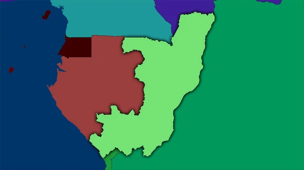 Kongo Brazzaville Gebiet Auf Der Karte Der Verwaltungseinheiten Der Stereographischen — Stockfoto
