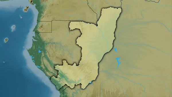 Congo Brazzaville Área Mapa Topográfico Relieve Proyección Estereográfica Composición Cruda —  Fotos de Stock