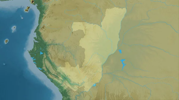地形图上的刚果布拉柴维尔地区立体投影 栅格层的原始组成 — 图库照片