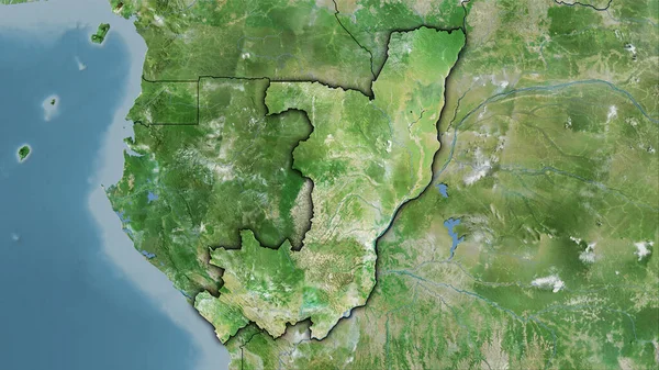 Kongo Brazzaville Gebiet Auf Der Satelliten Karte Der Stereographischen Projektion — Stockfoto