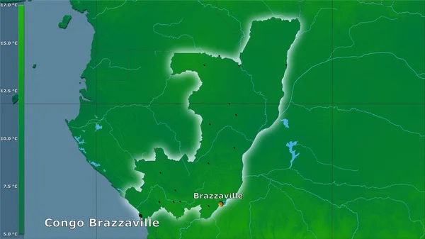 Variación Media Anual Temperatura Área Del Congo Brazzaville Proyección Estereográfica —  Fotos de Stock