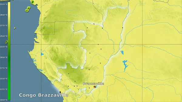 Temperatura Máxima Del Mes Más Cálido Del Congo Brazzaville Proyección —  Fotos de Stock