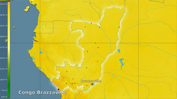 Μέση Θερμοκρασία Του Θερμότερου Τριμήνου Εντός Της Περιοχής Brazzaville Κονγκό — Φωτογραφία Αρχείου