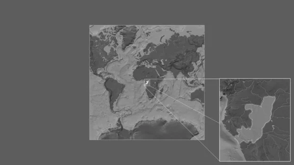 브라자빌의 확장되고 지역은 세계의 지도에서 프레임의 모서리를 연결하는 선으로 추출되었다 — 스톡 사진