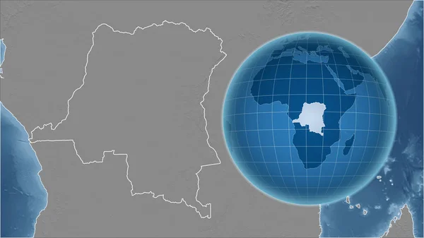 Congo Kinshasa Globe Met Vorm Van Het Land Tegen Gezoomde — Stockfoto
