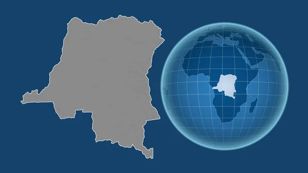 Congo Kinshasa Globo Con Forma Del País Contra Mapa Ampliado — Foto de Stock