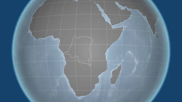 刚果金沙萨 邻里关系 遥远的远景与国家的轮廓 灰度高程图 — 图库照片