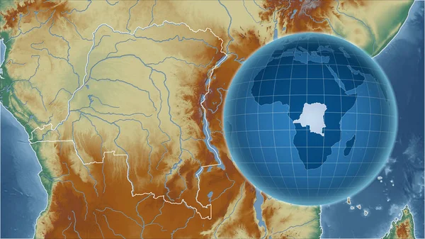 Congo Kinshasa Globe Met Vorm Van Het Land Tegen Gezoomde — Stockfoto
