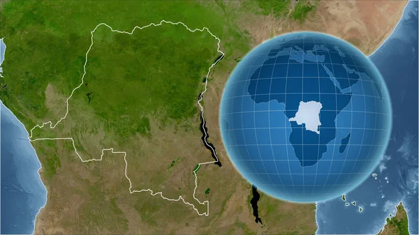 Congo Kinshasa Globe Dengan Bentuk Negara Terhadap Peta Zoom Dengan — Stok Foto