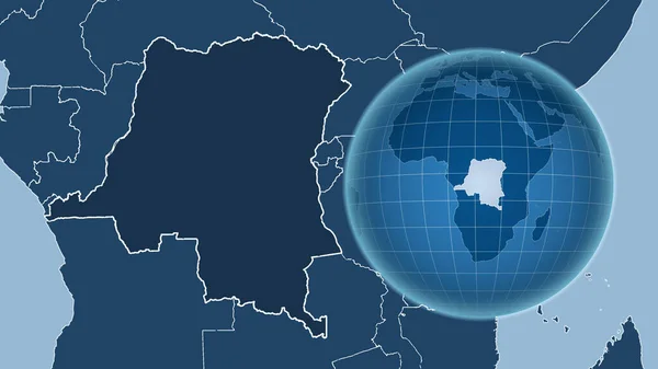 Congo Kinshasa Globe Shape Country Zoomed Map Its Outline Shapes — Stock Photo, Image