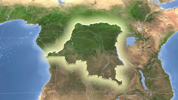Конго Кіншаса Його Околиці Віддалена Перспектива Виблискує Форма Супутникові Знімки — стокове фото