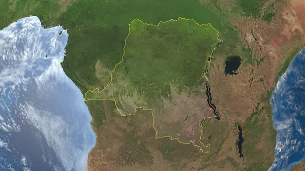 Congo Kinshasa Delineado Imagem Satélite Alta Resolução — Fotografia de Stock