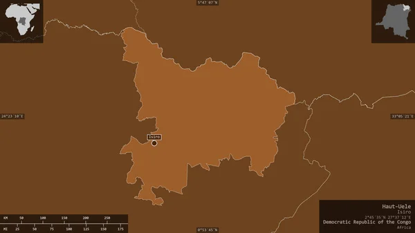 コンゴの民主共和国の州のHaut Uele 湖や川でパターン化された固体 有益なオーバーレイとその国の領域に対して提示形状 3Dレンダリング — ストック写真