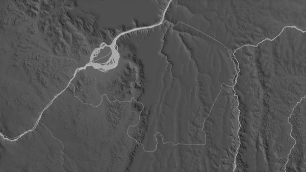 Kinshasa Provincie Demokratická Republika Kongo Šedá Mapa Jezery Řekami Tvar — Stock fotografie