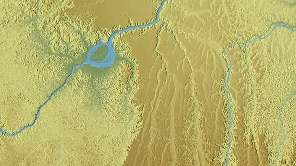 コンゴ民主共和国のキンシャサ州 湖や川と色の救済 形状は その国の領域に対して概説 3Dレンダリング — ストック写真