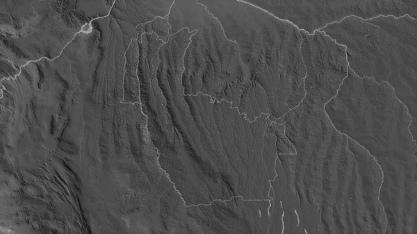 コンゴ民主共和国のクワンゴ州 湖や川とグレースケールの地図 形状は その国の領域に対して概説 3Dレンダリング — ストック写真