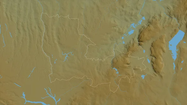 刚果民主共和国卢阿拉巴省 湖泊和河流的彩色阴影数据 形状与它的国家相对应 3D渲染 — 图库照片