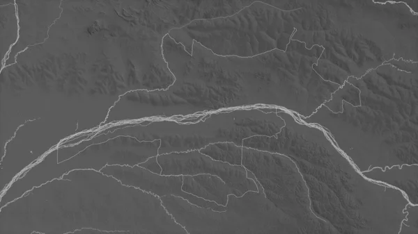 Монгала Провинция Демократической Республики Конго Карта Масштабе Grayscaled Лаками Риверами — стоковое фото