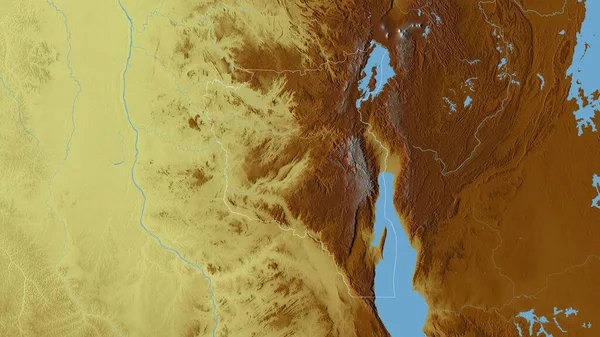 Sud Kivu Провинция Демократической Республики Конго Цветной Рельеф Озерами Реками — стоковое фото