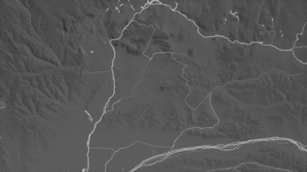 コンゴ民主共和国の州 ウバンギ 湖や川とグレースケールの地図 形状は その国の領域に対して概説 3Dレンダリング — ストック写真