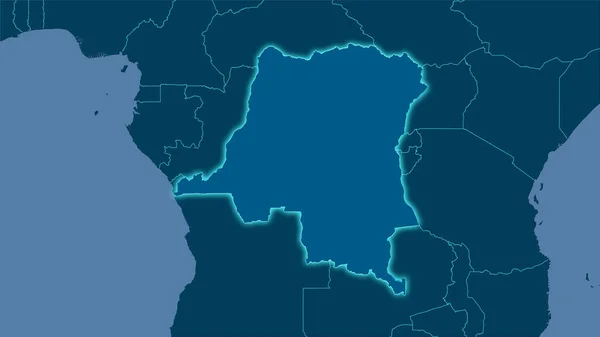 Kongo Kinshasa Bereich Auf Der Soliden Karte Der Stereographischen Projektion — Stockfoto
