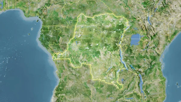 Stereografik projeksiyondaki D uydusundaki Kongo Kinşasa bölgesi - ışık saçan ana hatlı raster tabakalarının ham bileşimi