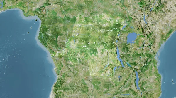 衛星Dマップ上のコンゴキンシャサ領域の立体投影 ラスター層の生の組成 — ストック写真