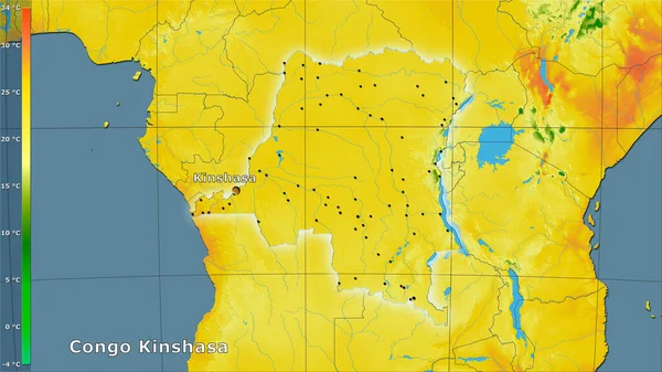 Temperatura Media Del Barrio Más Cálido Del Congo Kinshasa Proyección —  Fotos de Stock