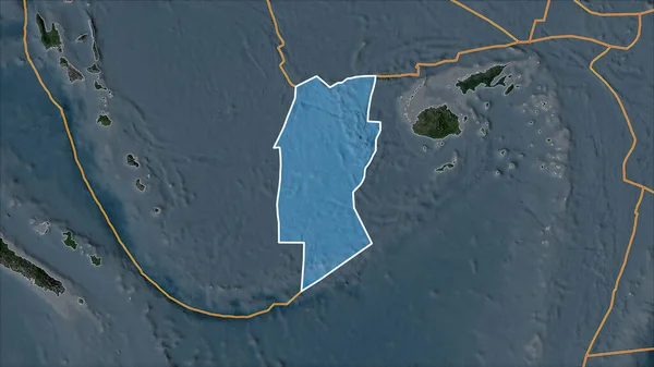 Obrys Tektonické Desky Conway Reef Satelitu Mapa Oddělená Desaturací Přilehlých — Stock fotografie