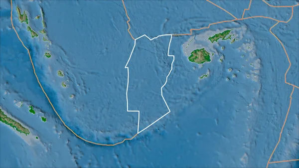 Obrys Conway Reef Tektonická Deska Okraje Přilehlých Desek Fyzické Mapě — Stock fotografie