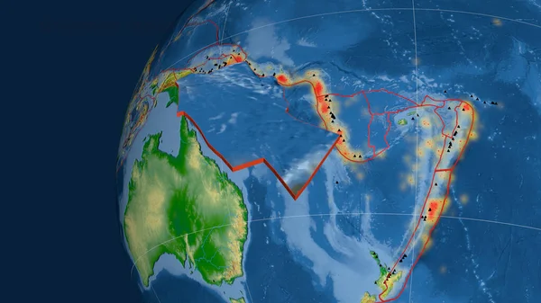 Płyta Tektoniczna Conway Reef Wytłaczana Prezentowana Kuli Ziemskiej Mapa Fizyczna — Zdjęcie stockowe
