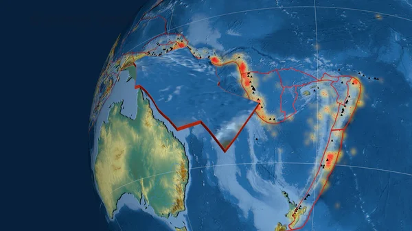 Тектоническая Плита Рифа Конуэй Экструдирована Представлена Земном Шаре Топографическая Карта — стоковое фото