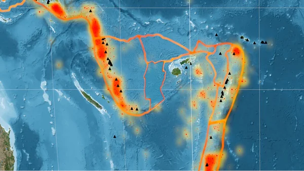 Тектоническая Плита Рифа Конуэй Очерченная Глобальных Спутниковых Снимках Каврайской Проекции — стоковое фото