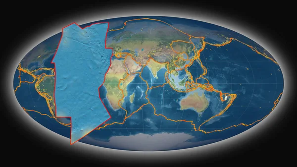 Płyta Tektoniczna Conway Reef Ekstrudowana Prezentowana Globalnej Mapie Topograficznej Projekcji — Zdjęcie stockowe