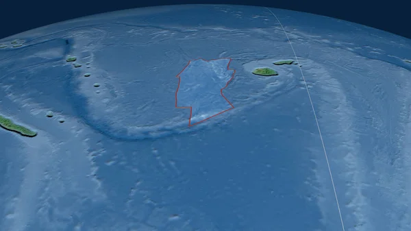 Płyta Tektoniczna Conway Reef Zarysowana Kuli Ziemskiej Mapa Topograficzna Naturalnej — Zdjęcie stockowe