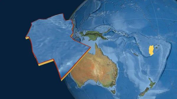 Plaque Tectonique Conway Reef Extrudée Présentée Contre Globe Imagerie Satellite — Photo
