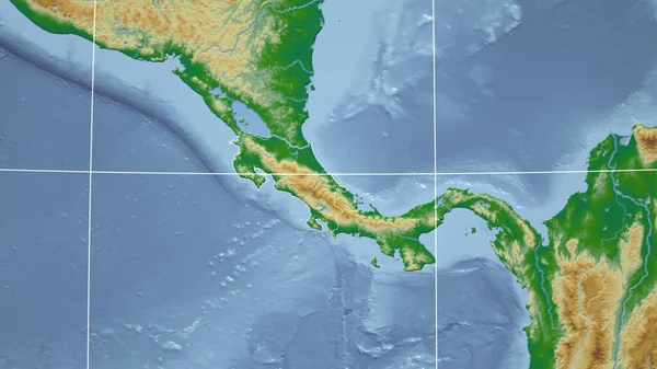 Costa Rica Barrio Perspectiva Distante Con Contorno Del País Mapa — Foto de Stock