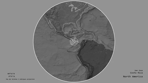 Zona Costa Rica Marcada Con Círculo Mapa Gran Escala Del — Foto de Stock