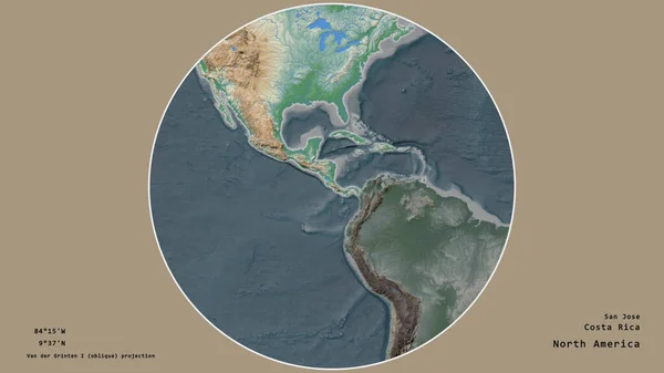 Het Gebied Van Costa Rica Gecentreerd Cirkel Rond Haar Continent — Stockfoto