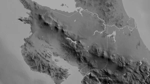 Alajuela Provincia Costa Rica Mapa Escala Grises Con Lagos Ríos — Foto de Stock