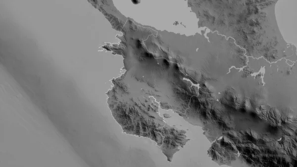 コスタリカの州 グアナカステ 湖や川とグレースケールの地図 形状は その国の領域に対して概説 3Dレンダリング — ストック写真