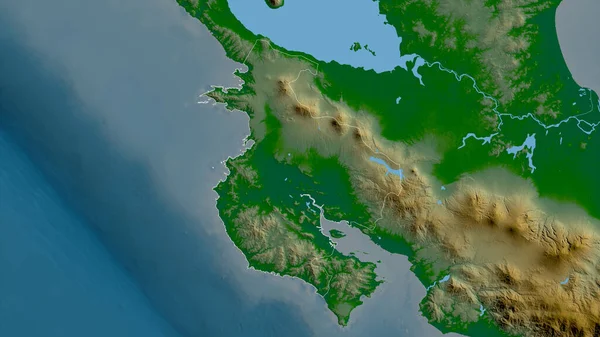 Guanacaste Provincia Costa Rica Datos Sombreado Colores Con Lagos Ríos — Foto de Stock
