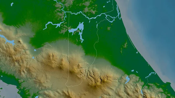 Heredia Provincie Costa Rica Gekleurde Schaduwgegevens Met Meren Rivieren Vorm — Stockfoto
